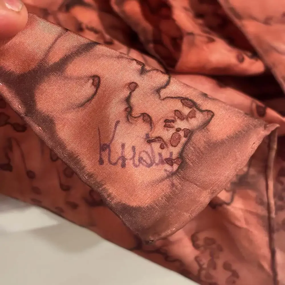 Hand-Painted Silk Scarf Red Abstract Design